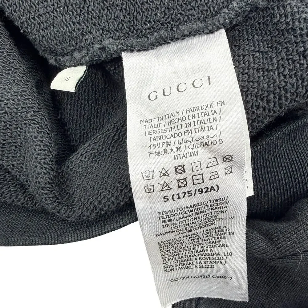 Gucci Half Zip Popover Interlocking GG Hoodie Black Size Small